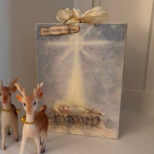 Vintage Handmade Christmas card Plaque Decor - "Blessed Season"